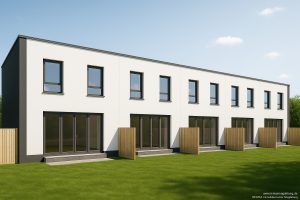 Rückansicht Reihenhäuser 3D_kurzer Zaun