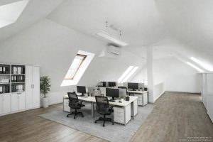 Büro durch KI möbliert