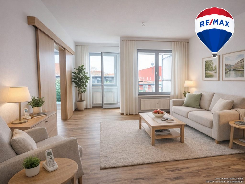 Wohnzimmer mit Mustermöblierung