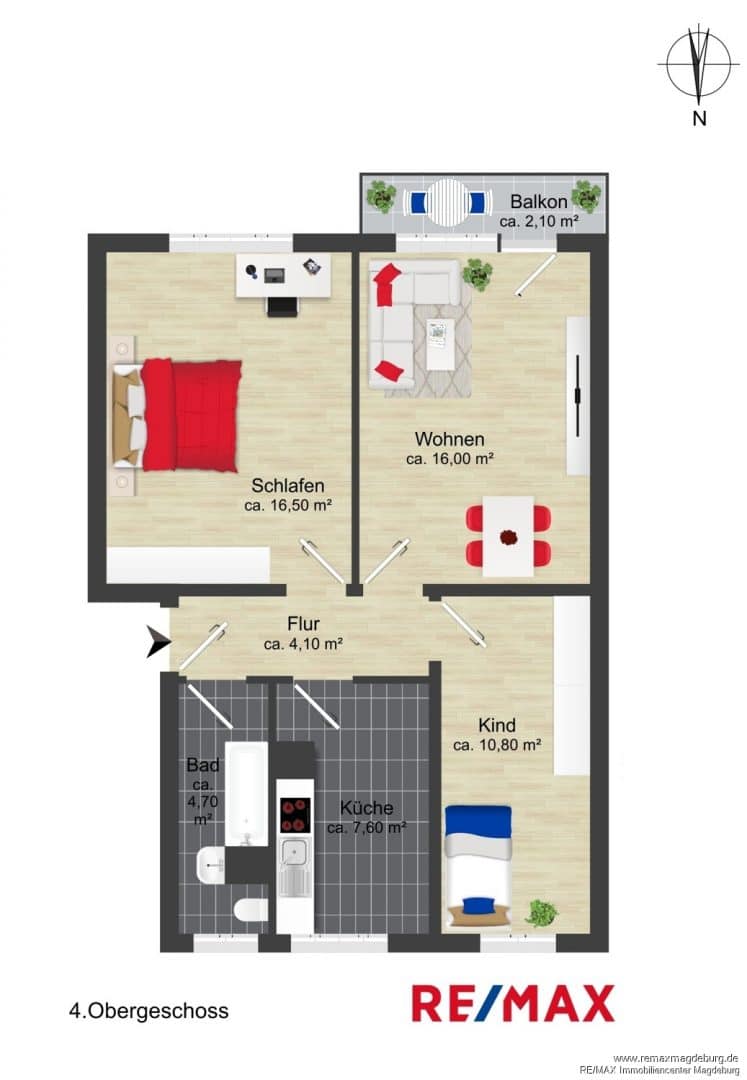 Helle 3-Zimmer-Wohnung mit Tageslichtbad und Balkon - Photo 3