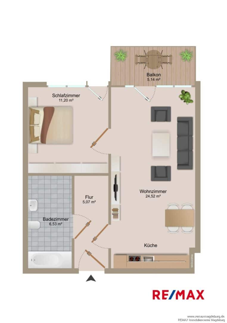 Barrierearme 2-Zimmer-Wohnung mit Aufzug und Balkon - Foto 5